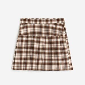 H&M Brown Plaid Pleated Skirt